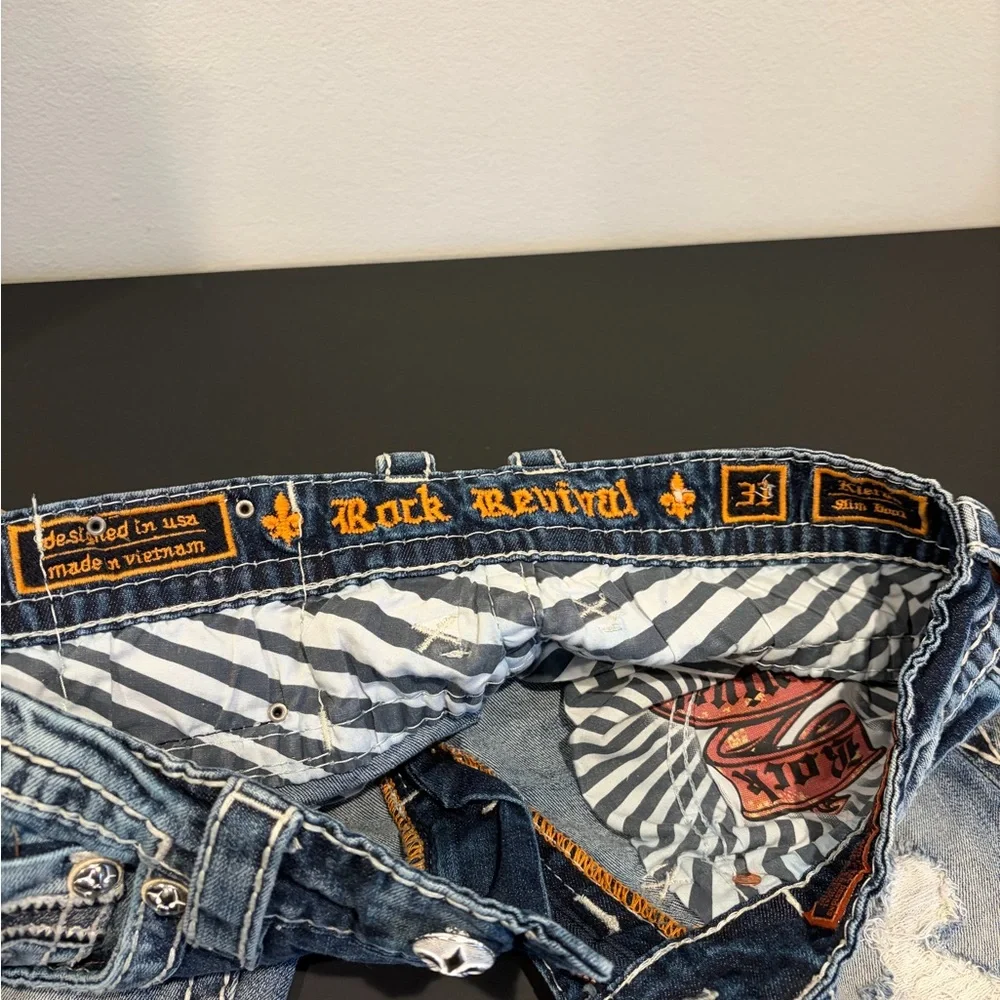 Rock Revival Men's Distressed Blue Jeans